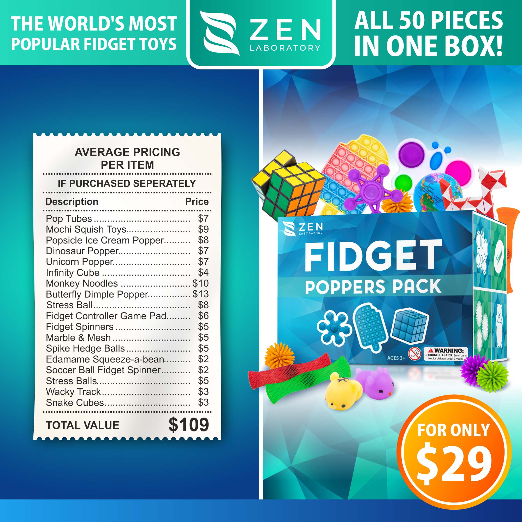 Fidget Lab Zen Laboratory - Children's Toys for Learning and Fun